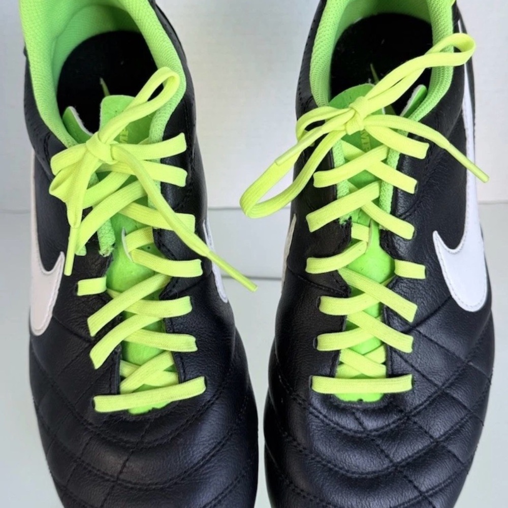 New Nike Tiempo Natural IV LTR FG Soccer Cleats Black And Lime Green Size 8